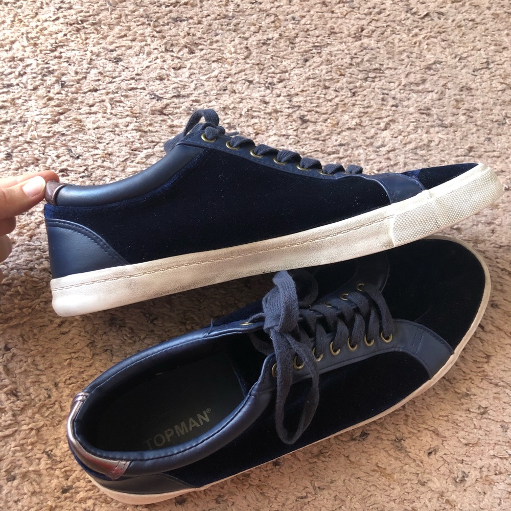 TOPMAN blue velvet sneakers, size 10